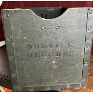 Vintage Original US Military Wood Records File Box! Old Wooden crate